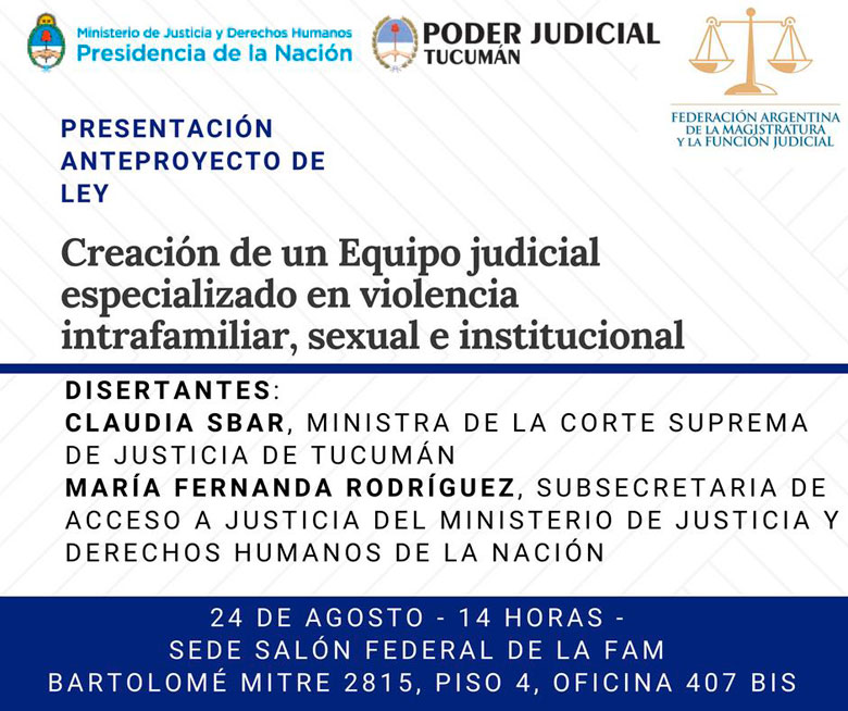 Creación de un equipo judicial especializado en violencia intrafamiliar, sexual e institucional